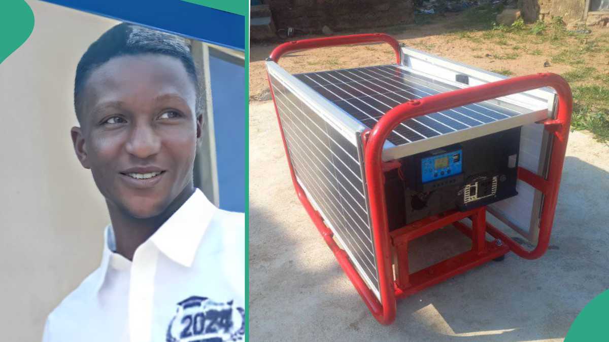 Final Year Student Builds Solar Generator That Does Not Use Fuel But Utilises Sunlight to Give Light - Legit.ng